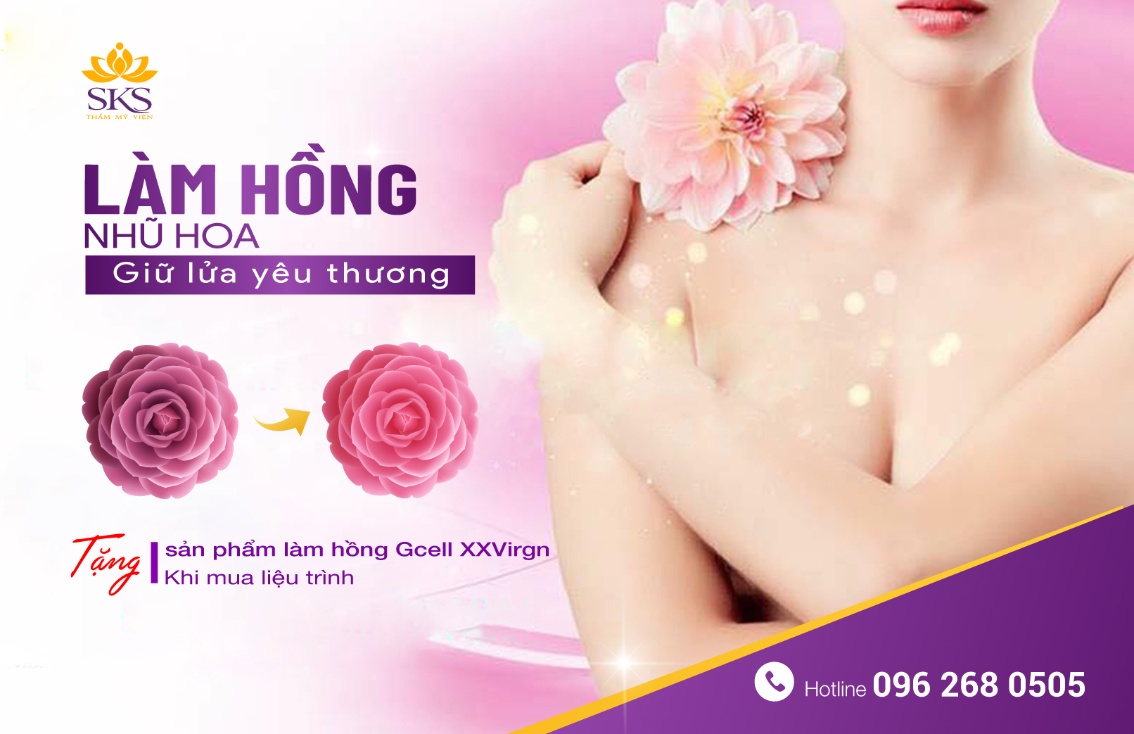 Tặng sản phẩm làm hồng Gcell XXVirgn khi mua liệu trình làm hồng nhũ hoa